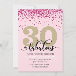Pink 30 et Fabulous Anniversday Party Invitation