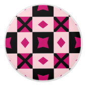 Pink 3 tone checkered door pull keramische knop (Voorkant)