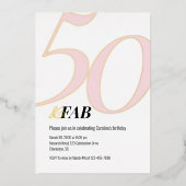 Pink 50 and Fabulous Birthday Foil Invitation (Recto)