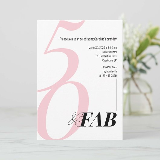 Pink 50 and Fabulous Birthday Party Invitation