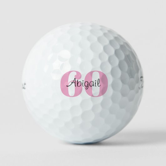 Pink 60th Birthday Script Name Titleist Pro V1 Golfballen (Voorkant)
