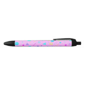Pink 80s Memphis Geometric Pattern Zwarte Inkt Pen (Bovenkant)