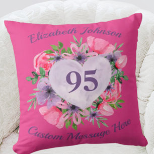 Pink 95e Coussin d'anniversaire pour les femmes