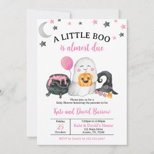Pink A Little Boo Invitation Baby shower