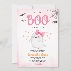 Pink A Little Boo Invitation Baby shower