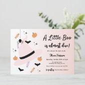 Pink a little bot Halloween Baby shower Invitation (Debout devant)