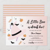 Pink a little bot Halloween Baby shower Invitation (Devant / Derrière)