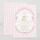 Pink A Little Lamb Is On the Way Invitation (Devant / Derrière)