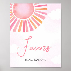 Pink A Little Ray of Sunshine Baby shower Favors Poster