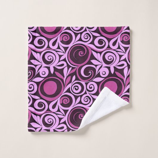 Pink Abstract Flowers Bath Towel Set (Gant de toilette)