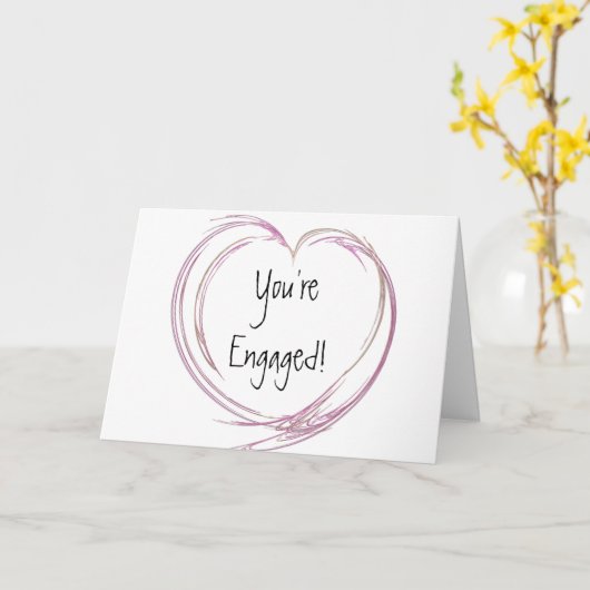 Pink Abstract Heart Kaart (Gele Bloem)