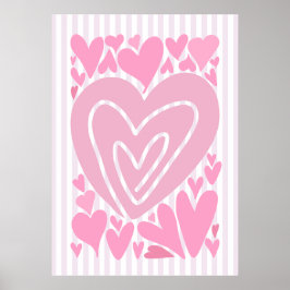 Pink Abstract Hearts Poster