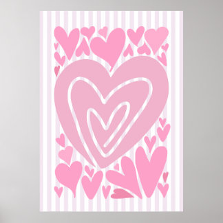 Pink Abstract Hearts Poster