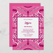 Pink Abstract Pattern Birthday Invitation (Devant / Derrière)