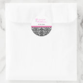 Pink Accent Damask Sla de Date Sticker op (Tas)
