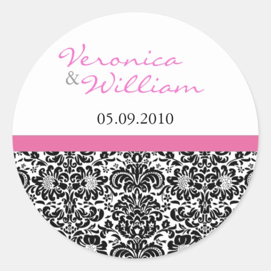 Pink Accent Damask Sla de Date Sticker op (Voorkant)