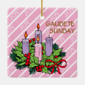 Pink Advent BVM / Gaudete Sunday Square Keramisch Ornament (Achterkant)