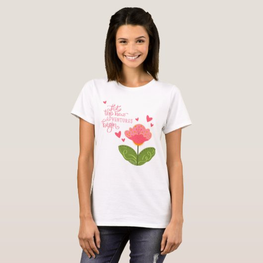 Pink Adventures Jote Floral Inspirivity T-Shirt (Devant entier)