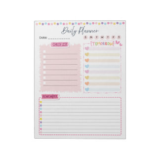 Pink Aesthetic Daily Planner Notepad Notitieblok