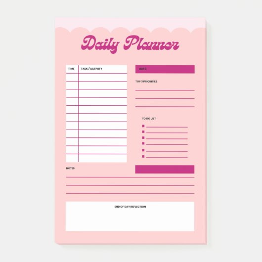 Pink Aesthetic Daily Planner Post-it® Notepad (Devant)
