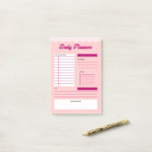 Pink Aesthetic Daily Planner Post-it® Notepad Notes (Op bureau)