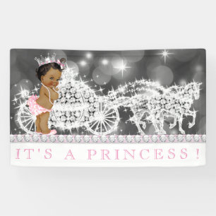 Pink African American Princess Baby shower Spandoek
