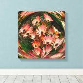Pink African Daisies Abstract Floral Canvas Afdruk (Insitu (Houten vloer))