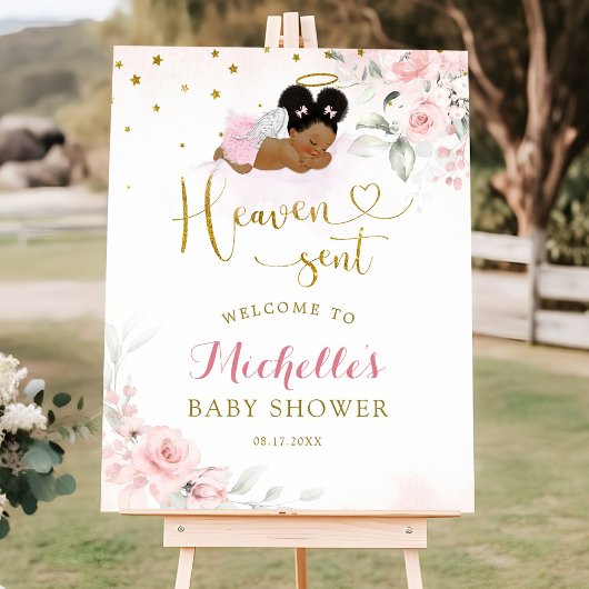 Pink Afro Angel Baby Heaven envoyé Affiche de bien