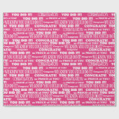 Pink Afstuderen Felicitaties School Cadeaupapier (Vlak)