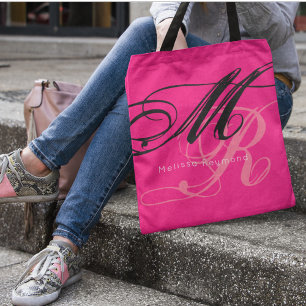 Pink all-over-print monogram tote bag