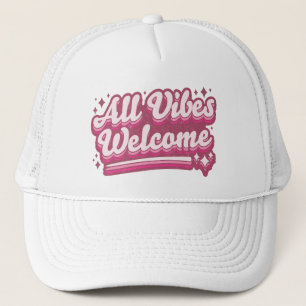 Pink All Vibes Welkom Typografie Trucker Pet