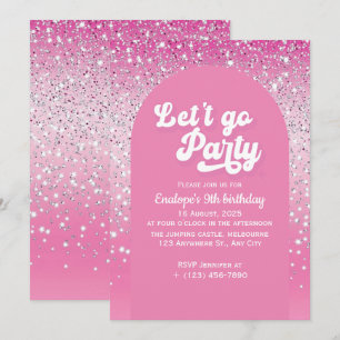 Pink Allons faire la fête Invitation d'anniversair