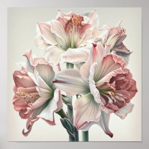 Pink Amaryllis Flower Art Imprimer Poster