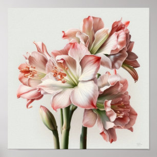 Pink Amaryllis Flower Art Imprimer Poster