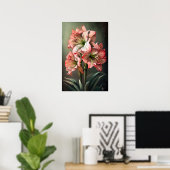 Pink Amaryllis Flower Art Imprimer Poster (Bureau à domicile)