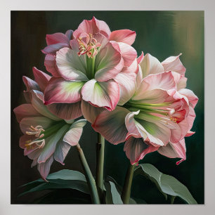 Pink Amaryllis Flower Art Imprimer Poster