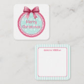 Pink and Aqua Christmas Ornament Notitiekaartje (Voorkant / Achterkant)