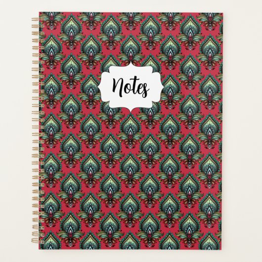 Pink and Aqua Fancy Motif Boho Planner (Devant)