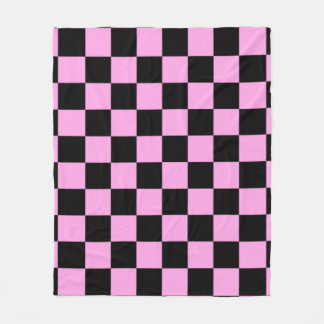 Pink and Black Checkered Square Pattern  Fleece Deken