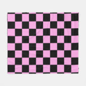 Pink and Black Checkered Square Pattern  Fleece Deken (Voorkant (Horizontaal))