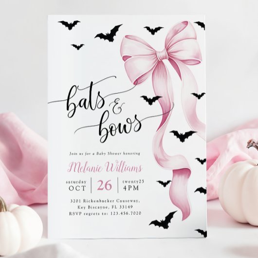 Pink and Black Halloween Baby Shower Invitation