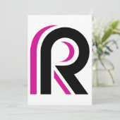 Pink And Black Letter R Kaart (Staand voorkant)