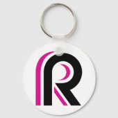 Pink And Black Letter R Sleutelhanger (Achterkant)