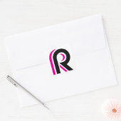 Pink And Black Letter R Vierkante Sticker
