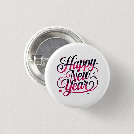 Pink and Black New Year 2026 Script Badge (Devant & derrière)