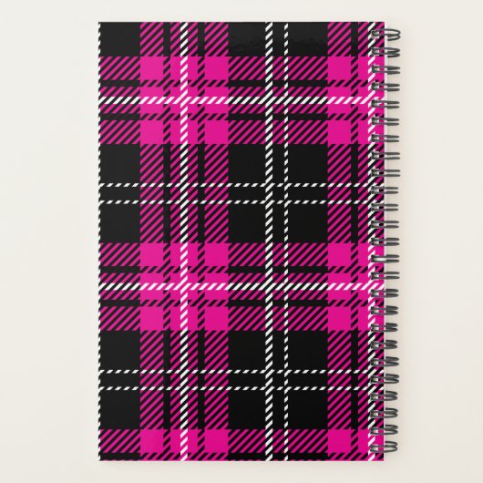Pink and Black Plaid Planner Notebook (Achterkant)