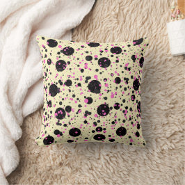 Pink and Black Polka Dot Pattern Kussen