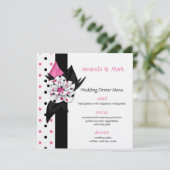 Pink and Black Polka Dots Wedding Menu (Staand voorkant)