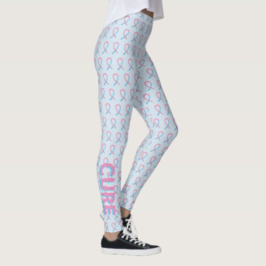 Pink and Blue Awareness Ribbon Art Words Leggings (Droite)
