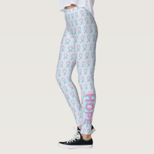 Pink and Blue Awareness Ribbon Art Words Leggings